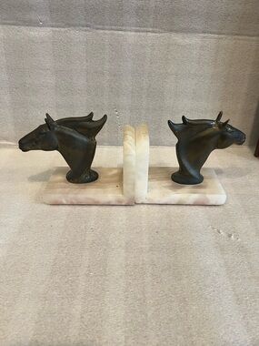 Art Deco Frankart Horses Bookends with marbles Base RARE